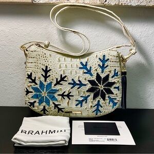 Brahmin Shayna SNOWBALL SNOWDRIFT W/Eye, Appliqués, Gold Studs & Tassel